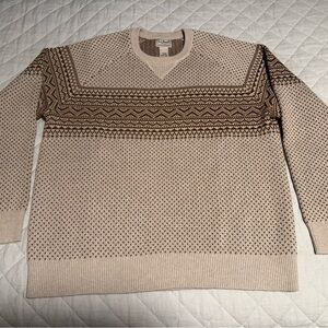 L.L. BEAN Beige and Brown Patterned Sweater